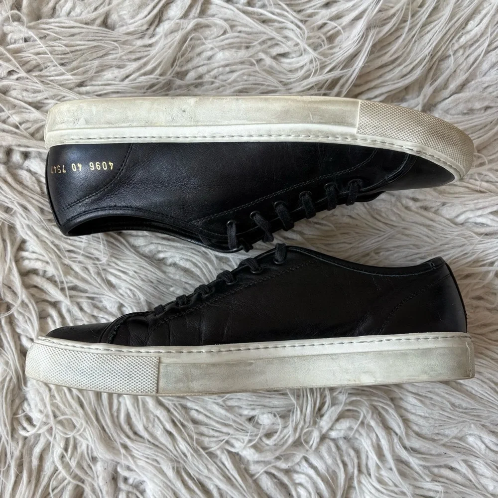 Common Projects Women’s Original Achilles Black Leather Low-Top Sneakers Size 40